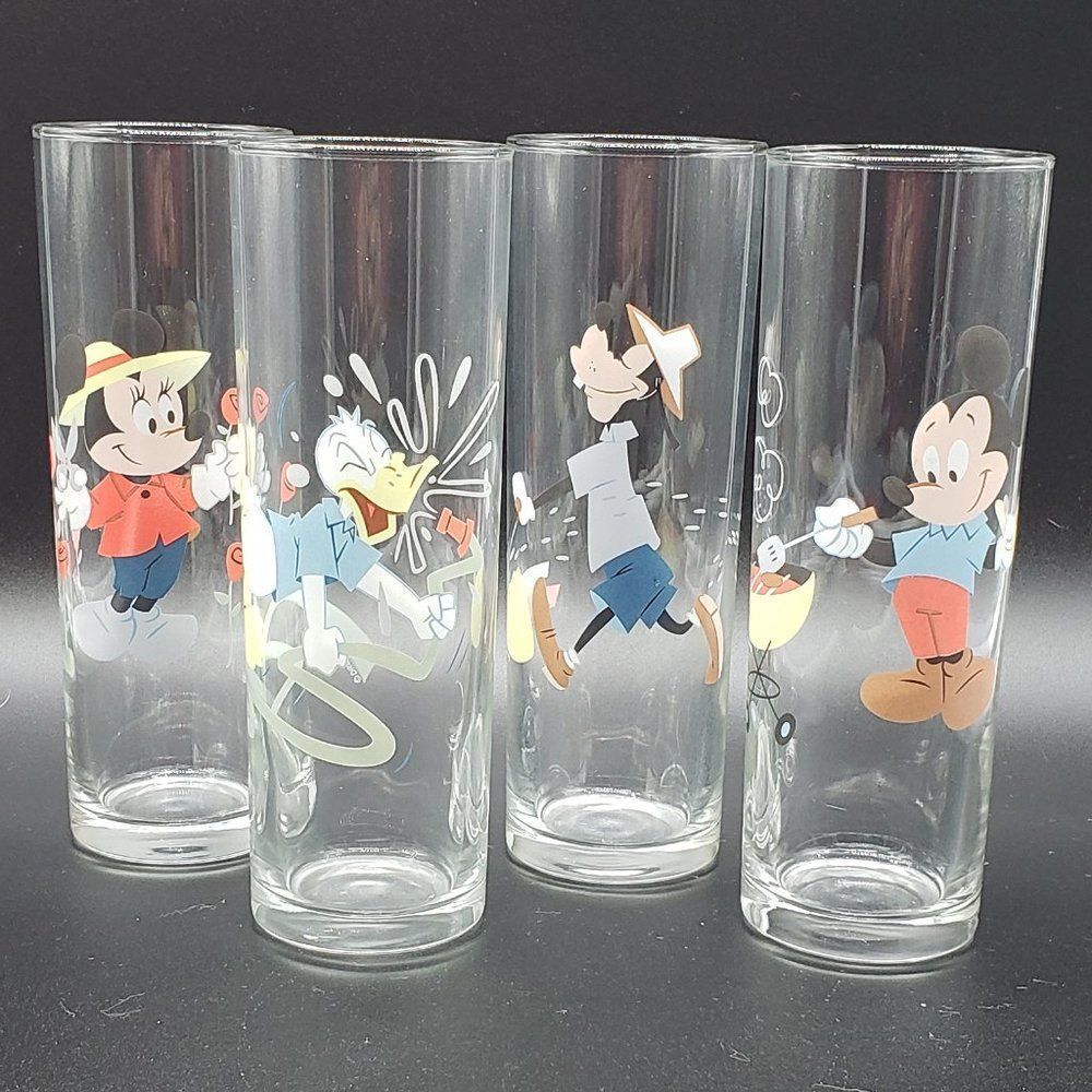 Disney Set of 4 Vintage Mickey Mouse & Friends Gardening BBQ Iced Tea Glasses - Picture 8 of 12